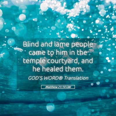 Picture 05 - Matthew 21:14 GW - Blind and lame people came to him in the temple - Bible Verse Picture