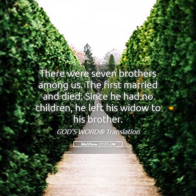 Picture 05 - Matthew 22:25 GW - There were seven brothers among us. The first - Bible Verse Picture
