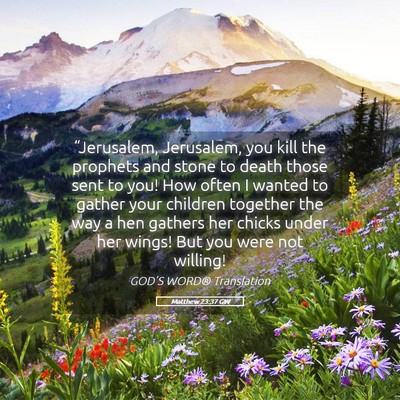 Picture 05 - Matthew 23:37 GW - “Jerusalem, Jerusalem, you kill the prophets - Bible Verse Picture
