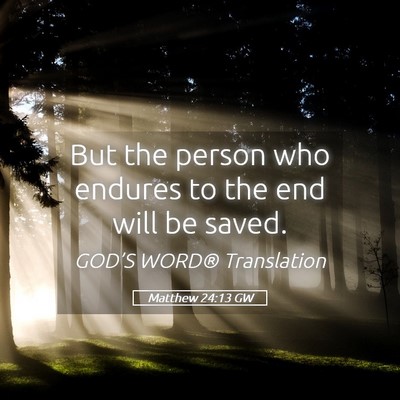Picture 05 - Matthew 24:13 GW - But the person who endures to the end will be - Bible Verse Picture