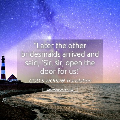 Picture 05 - Matthew 25:11 GW - “Later the other bridesmaids arrived and said, - Bible Verse Picture