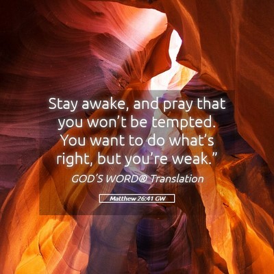 Picture 05 - Matthew 26:41 GW - Stay awake, and pray that you won’t be tempted. - Bible Verse Picture