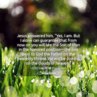 Picture 05 - Matthew 26:64 GW - Jesus answered him, “Yes, I am. But I alone can - Bible Verse Picture