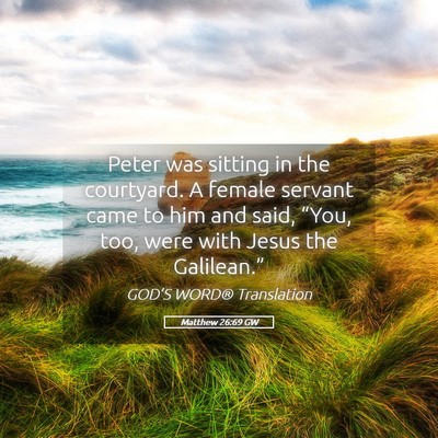 Picture 05 - Matthew 26:69 GW - Peter was sitting in the courtyard. A female - Bible Verse Picture