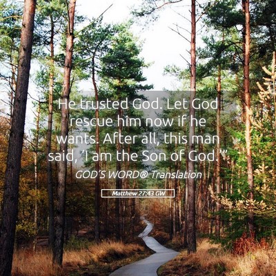 Picture 05 - Matthew 27:43 GW - He trusted God. Let God rescue him now if he - Bible Verse Picture