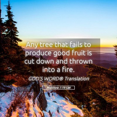 Picture 05 - Matthew 7:19 GW - Any tree that fails to produce good fruit is cut - Bible Verse Picture