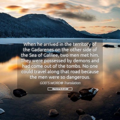 Picture 05 - Matthew 8:28 GW - When he arrived in the territory of the Gadarenes - Bible Verse Picture
