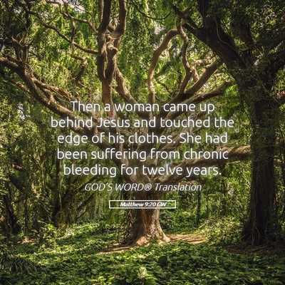 Picture 05 - Matthew 9:20 GW - Then a woman came up behind Jesus and touched the - Bible Verse Picture