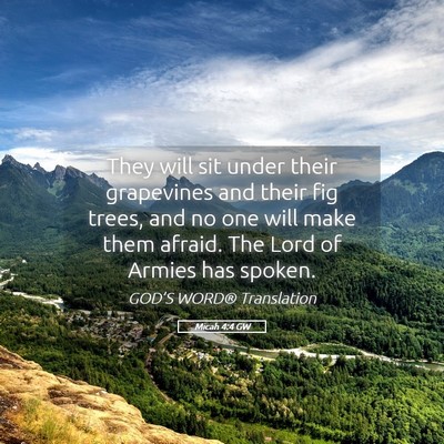 Picture 05 - Micah 4:4 GW - They will sit under their grapevines and their - Bible Verse Picture