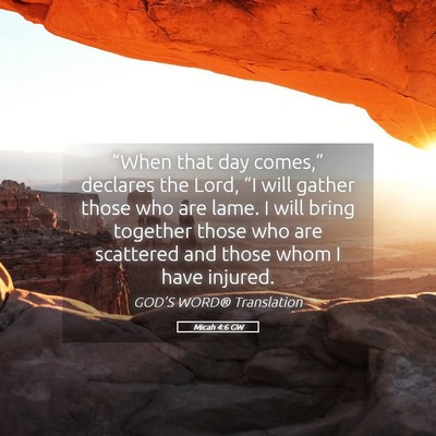 Picture 05 - Micah 4:6 GW - “When that day comes,” declares the Lord, - Bible Verse Picture