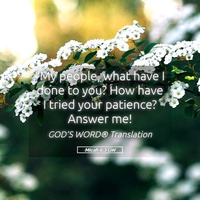 Picture 05 - Micah 6:3 GW - “My people, what have I done to you? How have I - Bible Verse Picture