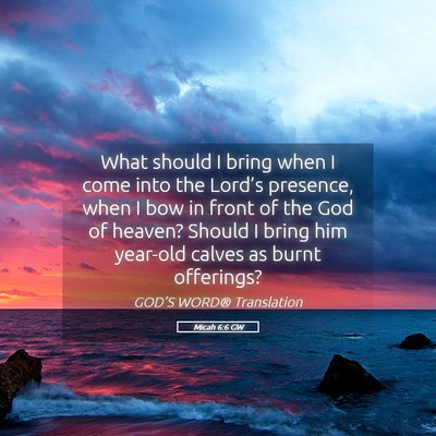 Picture 05 - Micah 6:6 GW - What should I bring when I come into the Lord’s - Bible Verse Picture