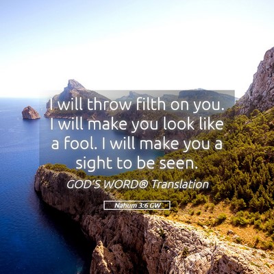 Picture 05 - Nahum 3:6 GW - I will throw filth on you. I will make you look - Bible Verse Picture