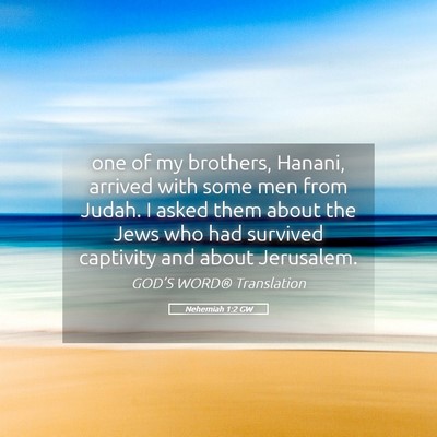 Picture 05 - Nehemiah 1:2 GW - one of my brothers, Hanani, arrived with some men - Bible Verse Picture