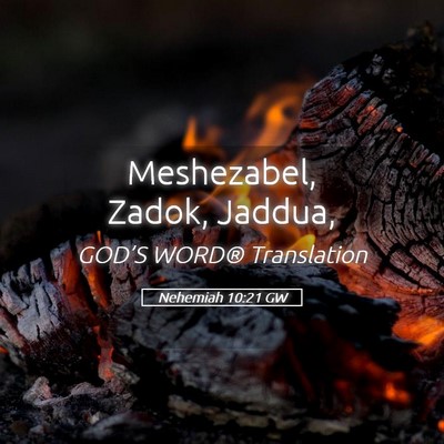 Picture 05 - Nehemiah 10:21 GW - Meshezabel, Zadok, - Bible Verse Picture