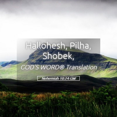 Picture 05 - Nehemiah 10:24 GW - Hallohesh, Pilha, - Bible Verse Picture
