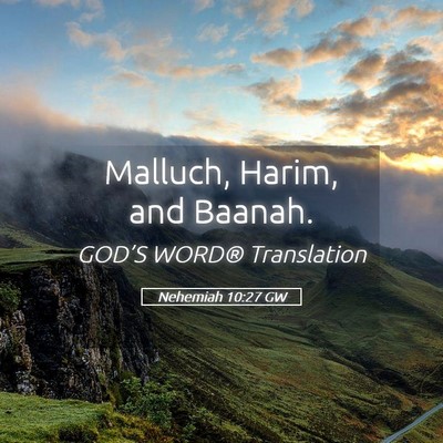 Picture 05 - Nehemiah 10:27 GW - Malluch, Harim, and - Bible Verse Picture
