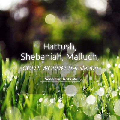 Picture 05 - Nehemiah 10:4 GW - Hattush, Shebaniah, - Bible Verse Picture