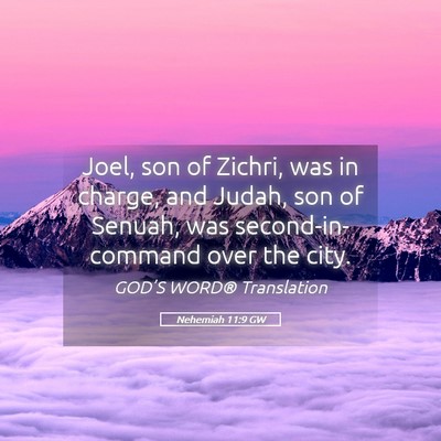 Picture 05 - Nehemiah 11:9 GW - Joel, son of Zichri, was in charge, and Judah, - Bible Verse Picture