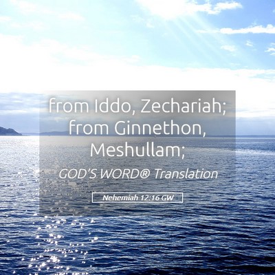 Picture 05 - Nehemiah 12:16 GW - from Iddo, Zechariah; from Ginnethon, - Bible Verse Picture