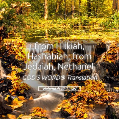 Picture 05 - Nehemiah 12:21 GW - from Hilkiah, Hashabiah; from Jedaiah, - Bible Verse Picture