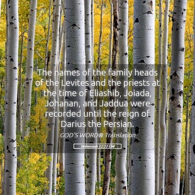 Picture 05 - Nehemiah 12:22 GW - The names of the family heads of the Levites and - Bible Verse Picture