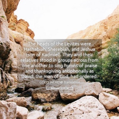 Picture 05 - Nehemiah 12:24 GW - The heads of the Levites were Hashabiah, - Bible Verse Picture