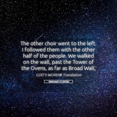 Picture 05 - Nehemiah 12:38 GW - The other choir went to the left. I followed them - Bible Verse Picture