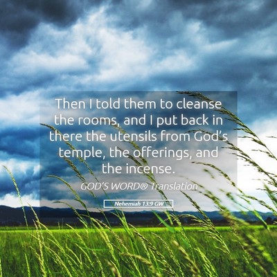 Picture 05 - Nehemiah 13:9 GW - Then I told them to cleanse the rooms, and I put - Bible Verse Picture