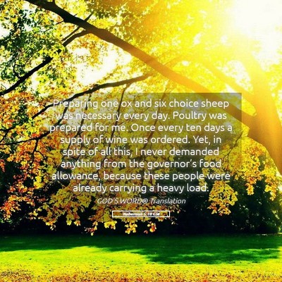 Picture 05 - Nehemiah 5:18 GW - Preparing one ox and six choice sheep was - Bible Verse Picture
