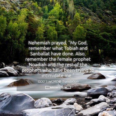 Picture 05 - Nehemiah 6:14 GW - Nehemiah prayed, “My God, remember what Tobiah - Bible Verse Picture