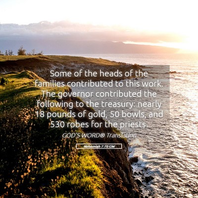 Picture 05 - Nehemiah 7:70 GW - Some of the heads of the families contributed to - Bible Verse Picture