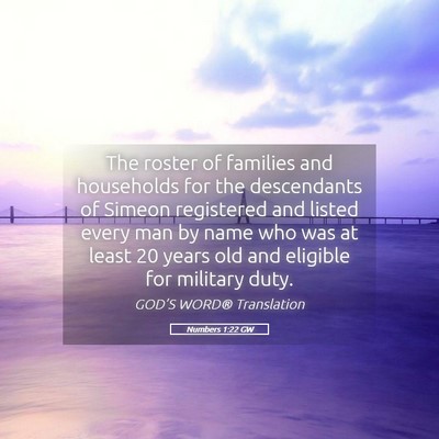 Picture 05 - Numbers 1:22 GW - The roster of families and households for the - Bible Verse Picture