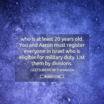 Picture 05 - Numbers 1:3 GW - who is at least 20 years old. You and Aaron must - Bible Verse Picture