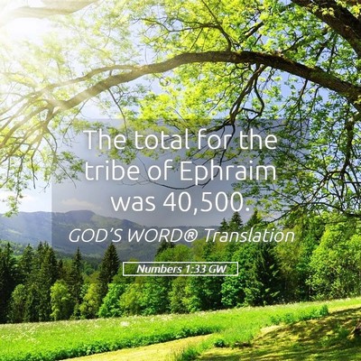 Picture 05 - Numbers 1:33 GW - The total for the tribe of Ephraim was - Bible Verse Picture