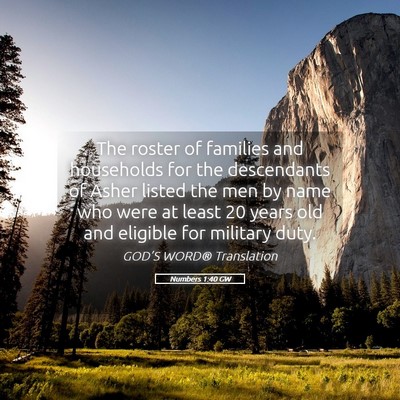 Picture 05 - Numbers 1:40 GW - The roster of families and households for the - Bible Verse Picture