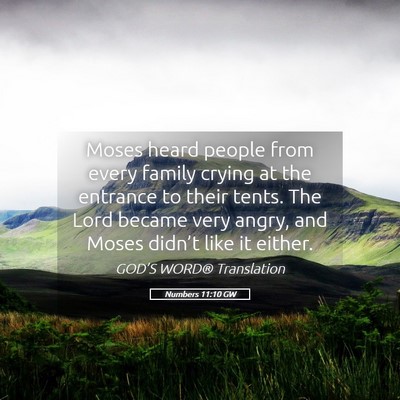 Picture 05 - Numbers 11:10 GW - Moses heard people from every family crying at - Bible Verse Picture