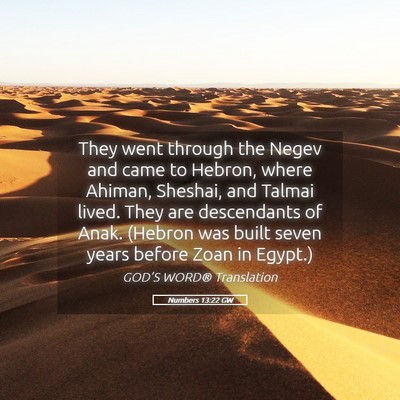 Picture 05 - Numbers 13:22 GW - They went through the Negev and came to Hebron, - Bible Verse Picture