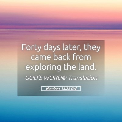 Picture 05 - Numbers 13:25 GW - Forty days later, they came back from exploring - Bible Verse Picture
