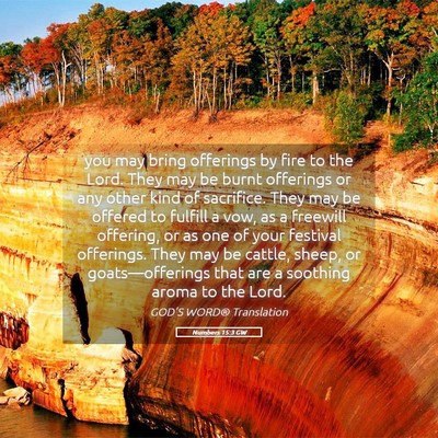 Picture 05 - Numbers 15:3 GW - you may bring offerings by fire to the Lord. They - Bible Verse Picture
