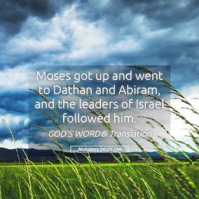 Picture 05 - Numbers 16:25 GW - Moses got up and went to Dathan and Abiram, and - Bible Verse Picture