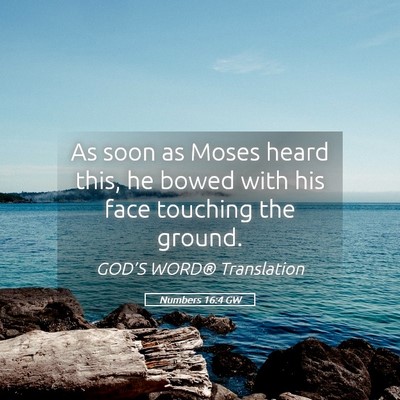 Picture 05 - Numbers 16:4 GW - As soon as Moses heard this, he bowed with his - Bible Verse Picture
