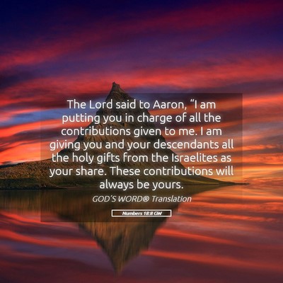 Picture 05 - Numbers 18:8 GW - The Lord said to Aaron, “I am putting you in - Bible Verse Picture