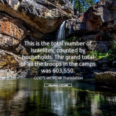 Picture 05 - Numbers 2:32 GW - This is the total number of Israelites, counted - Bible Verse Picture