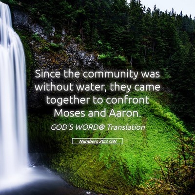 Picture 05 - Numbers 20:2 GW - Since the community was without water, they came - Bible Verse Picture