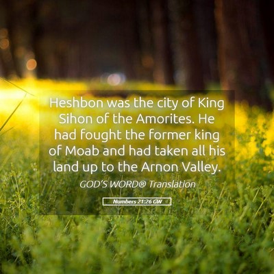 Picture 05 - Numbers 21:26 GW - Heshbon was the city of King Sihon of the - Bible Verse Picture