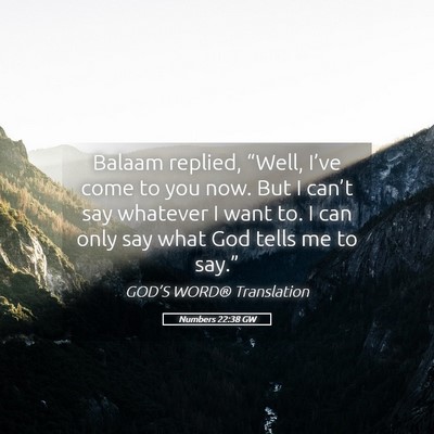 Picture 05 - Numbers 22:38 GW - Balaam replied, “Well, I’ve come to you now. - Bible Verse Picture