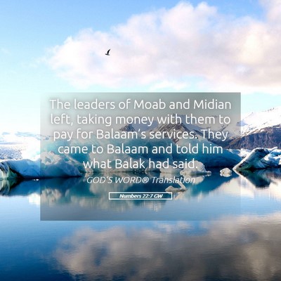 Picture 05 - Numbers 22:7 GW - The leaders of Moab and Midian left, taking money - Bible Verse Picture