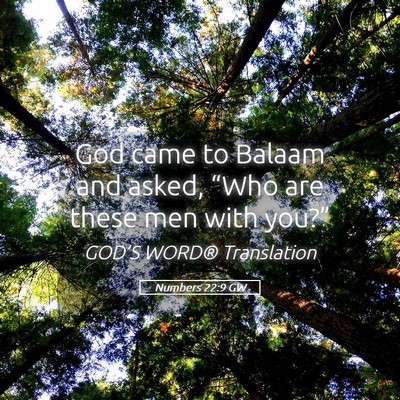 Picture 05 - Numbers 22:9 GW - God came to Balaam and asked, “Who are these - Bible Verse Picture