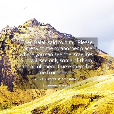 Picture 05 - Numbers 23:13 GW - Then Balak said to him, “Please come with me to - Bible Verse Picture
